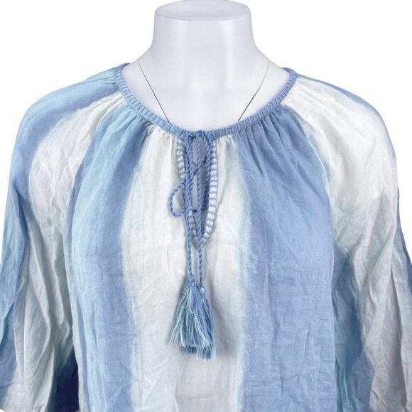 AERIE Tassel Tie Neck 3/4 Sleeve Blouse Sz Medium - Picture 2 of 5